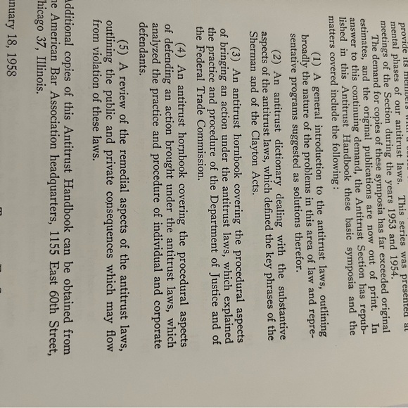 AN ANTITRUST HANDBOOK. Section Of Antitrust LAW - American Bar Association - Picture 6 of 14